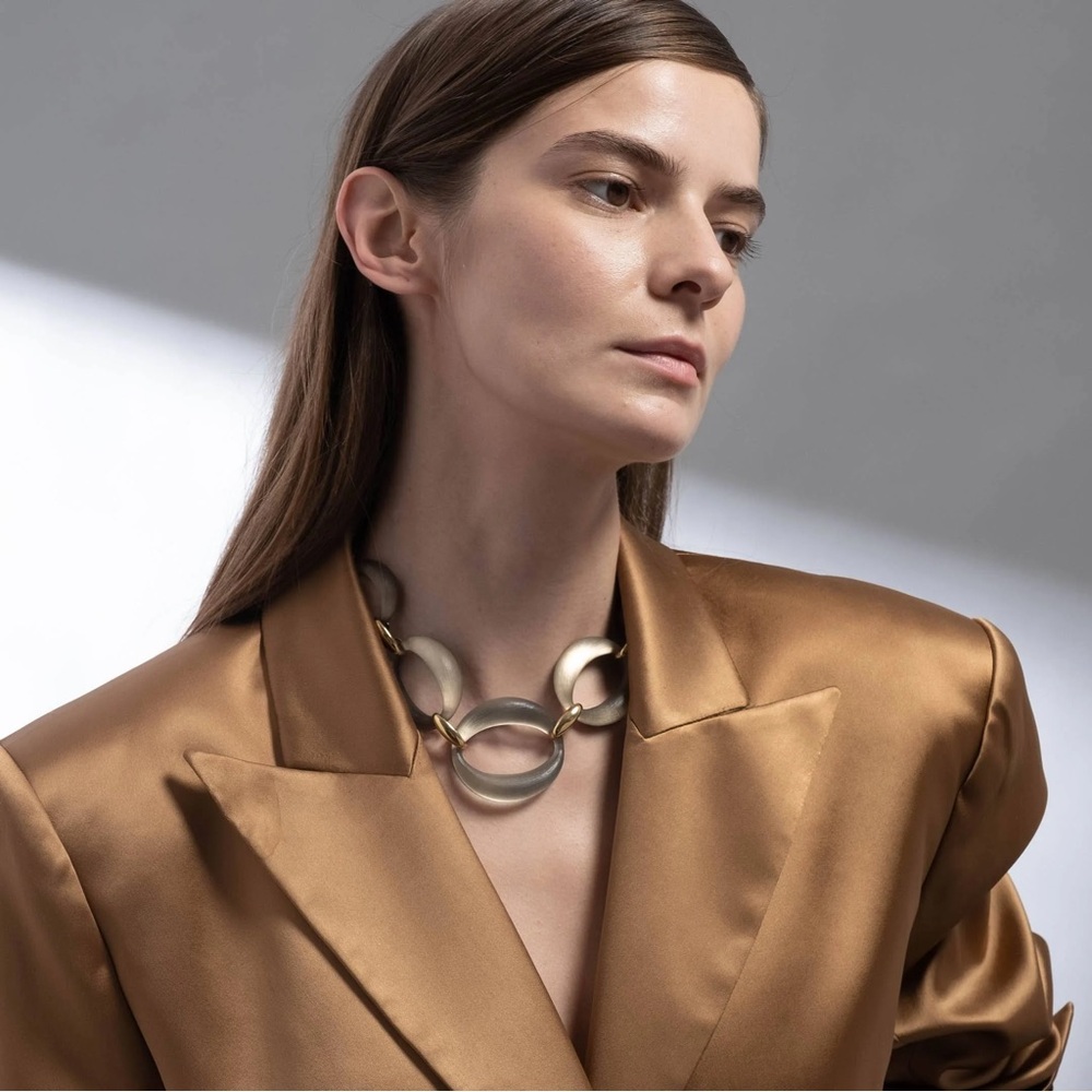 ALEXIS BITTAR Warm Grey Lucite Link Necklace HR11-29